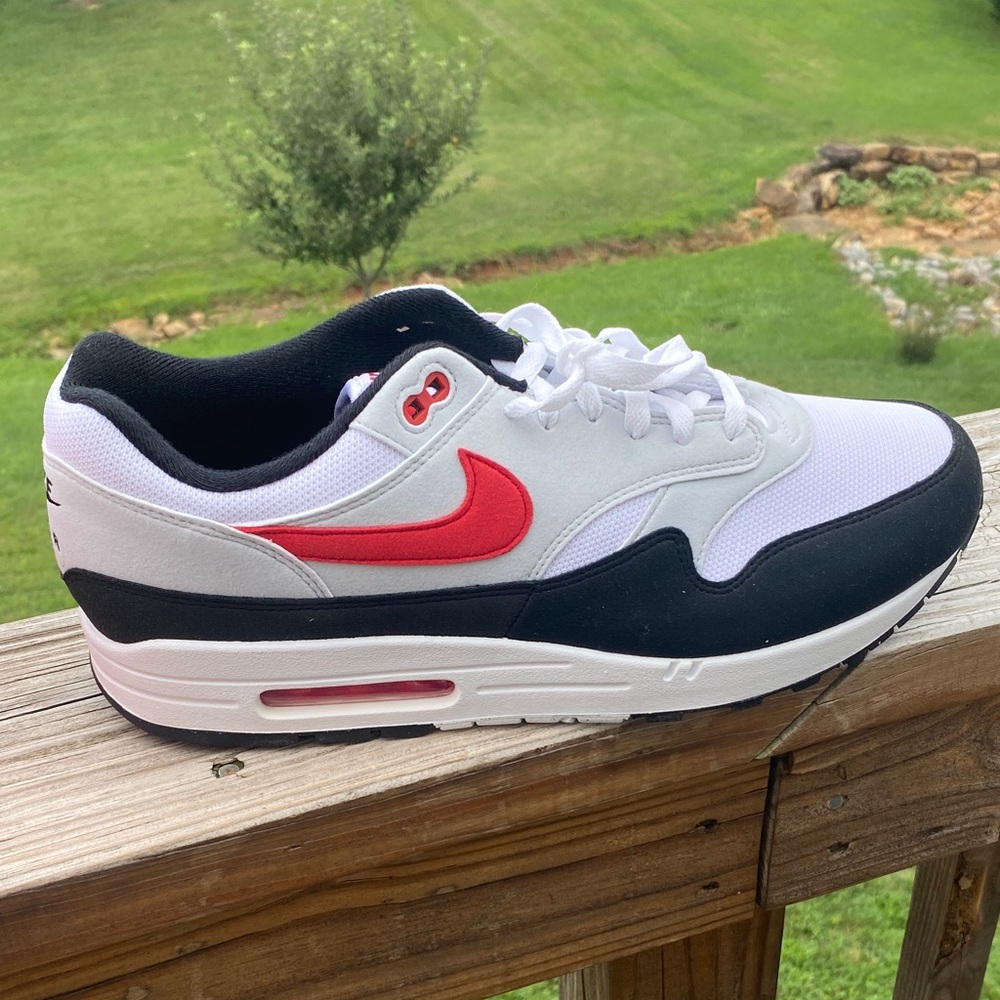 Nike Men's Air Max Sneakers - White, Black, and Red Accents